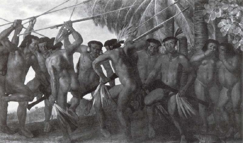 Albert van der Eeckhout Tapuya Kriegstanz oil painting image
